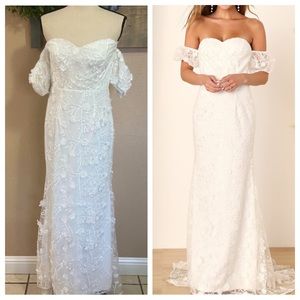 NWOT Lulus Magical Beginnings White 3D Floral Embroidered Maxi Dress